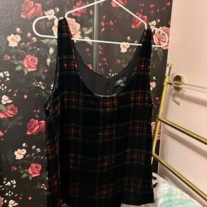 J. Crew Velvet Black and Red Plaid Tank Top